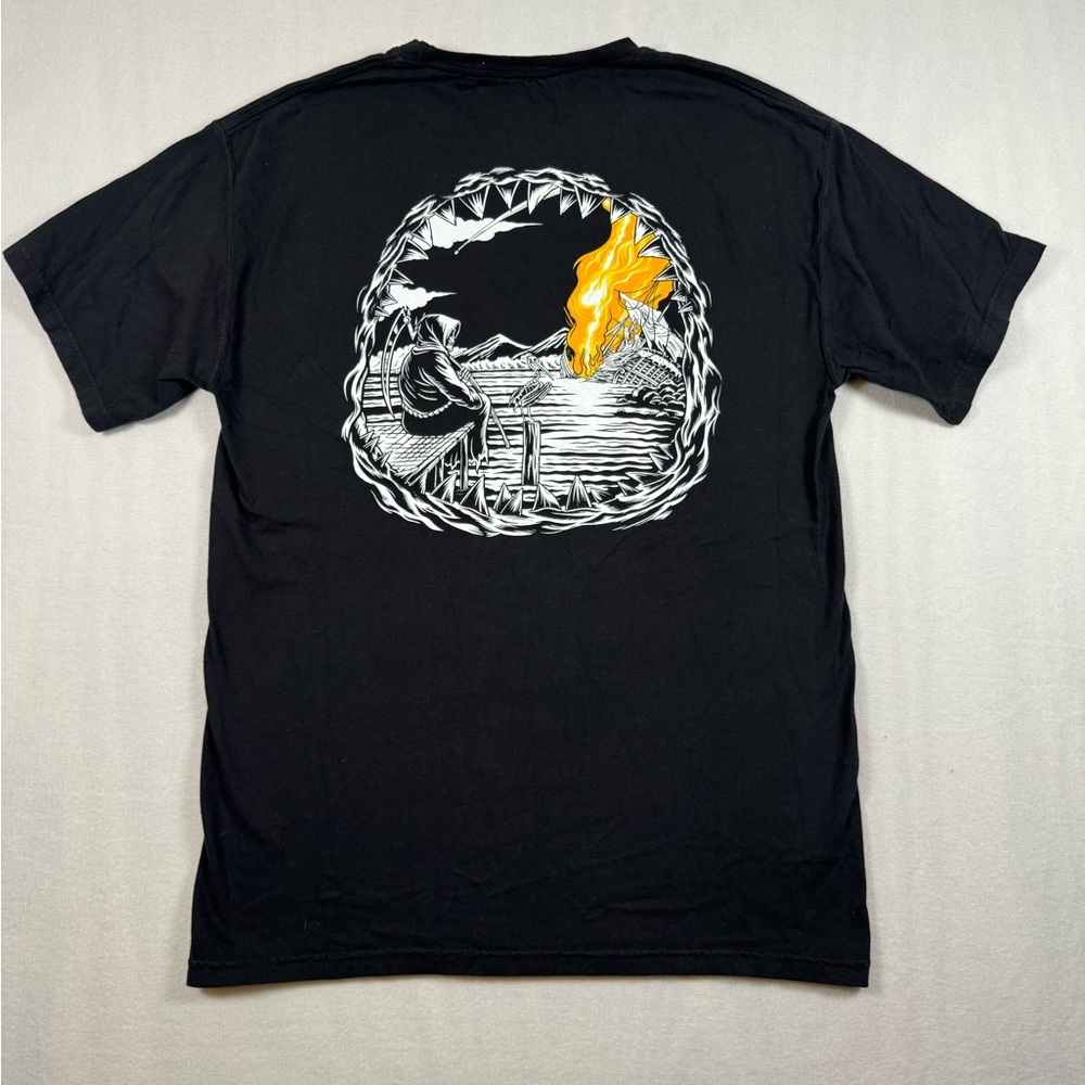Cove Black Short-Sleeve Graphic Tee with Yellow Flame